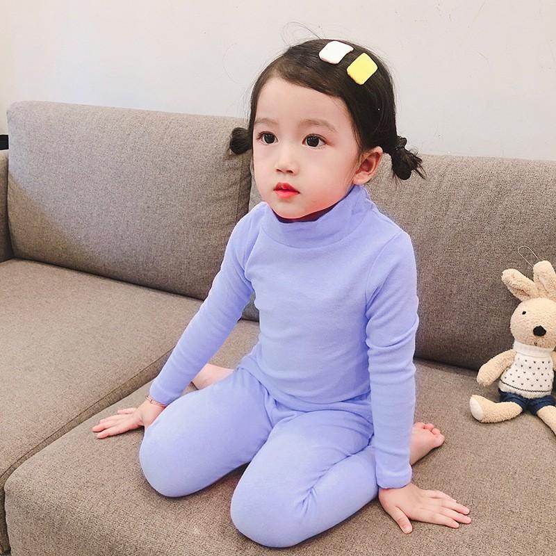 Kids Thermal Pajama Set Long Sleeve Cotton Fleece-Lined Sleepwear Boys Girls Winter A-Class Safety