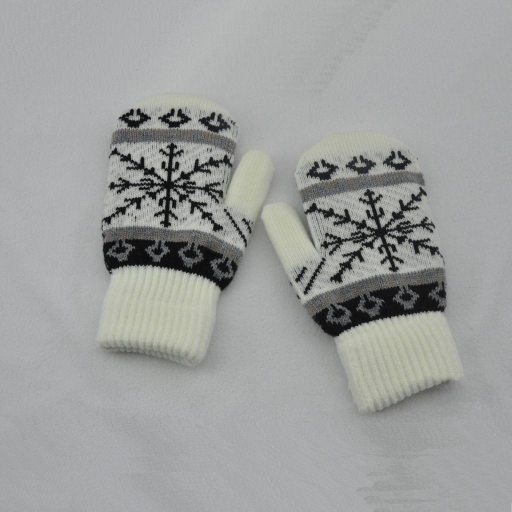 New Winter Thickened Plush Warm Snowflakes Finger Gloves For Men Women Knitted Mittens Outdoor Cycling Skiing Knitting Gloves