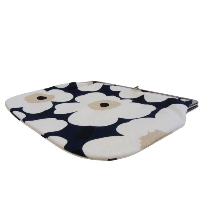 [Marimekko] Pouch Gagamuku Women's Coin Purse Cosmetic Bag Unikko Mini Puolikas Kukkaro (Midnight Blue x Cream) Approximately 6 x 8 x 0.4