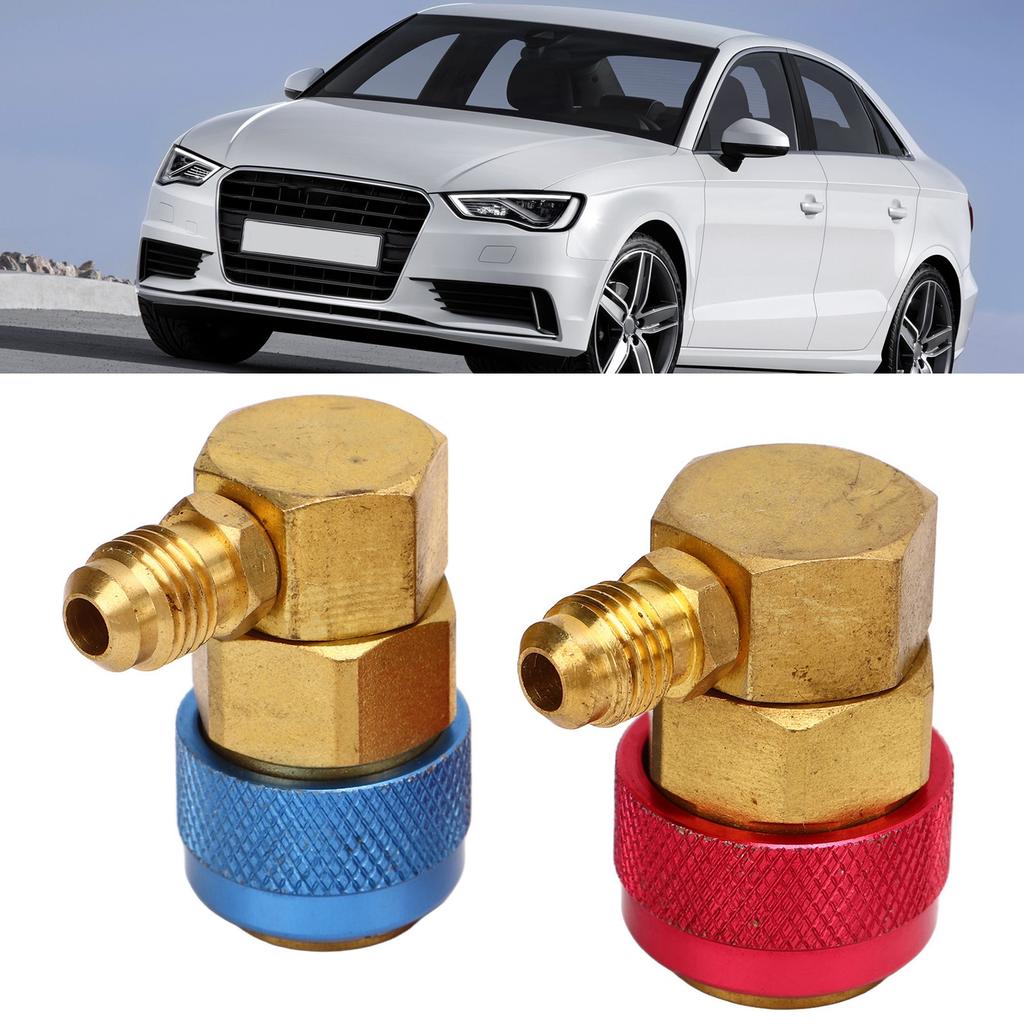 2 Pcs AC Quick Coupler Connector Manifold Fluoride Converter Adapter for R134a System Car