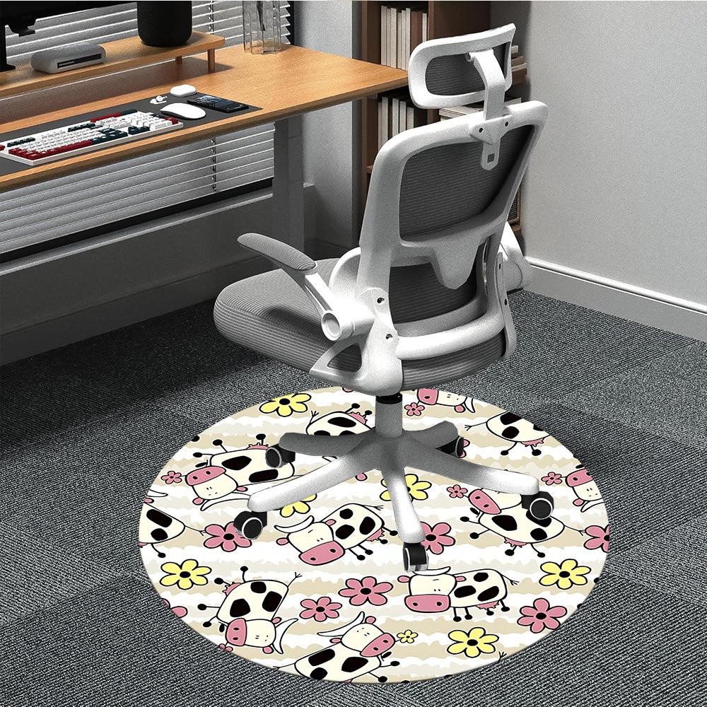 

1pc Cow Floral Chair Carpet for Office, Non-slip, Soft and Durable Office Rug for Decoration, Perfect for Office yy260325064 80cm by 80cm