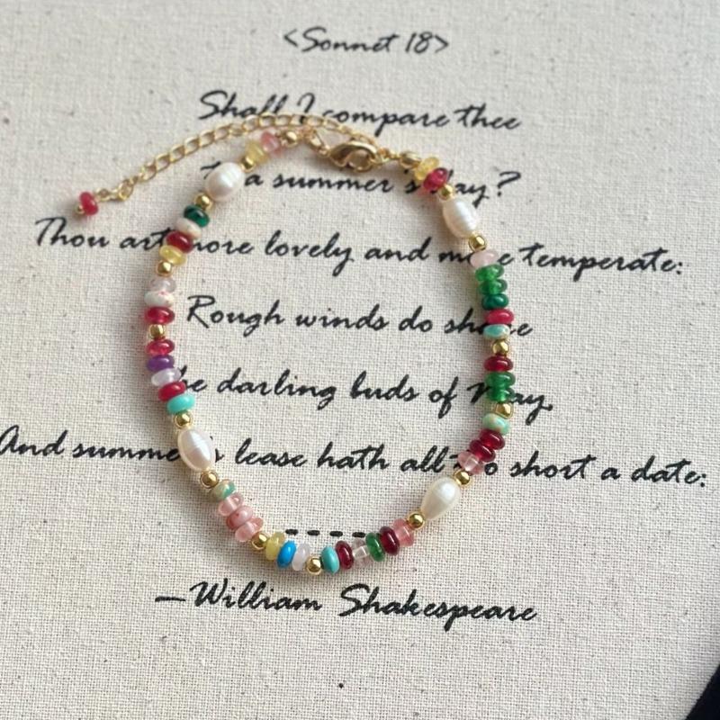 Natural Stone Necklace for Women. Colorful Glass Bead Sweater Style. Light Luxury, Niche, Versatile and High-end Collar Chain.