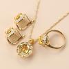 Dubai Luxurious  Gold Plated Zircon Jewelry Sets With  Mark Clip Earrings And Necklace Bridal Costume For Women Gift Box