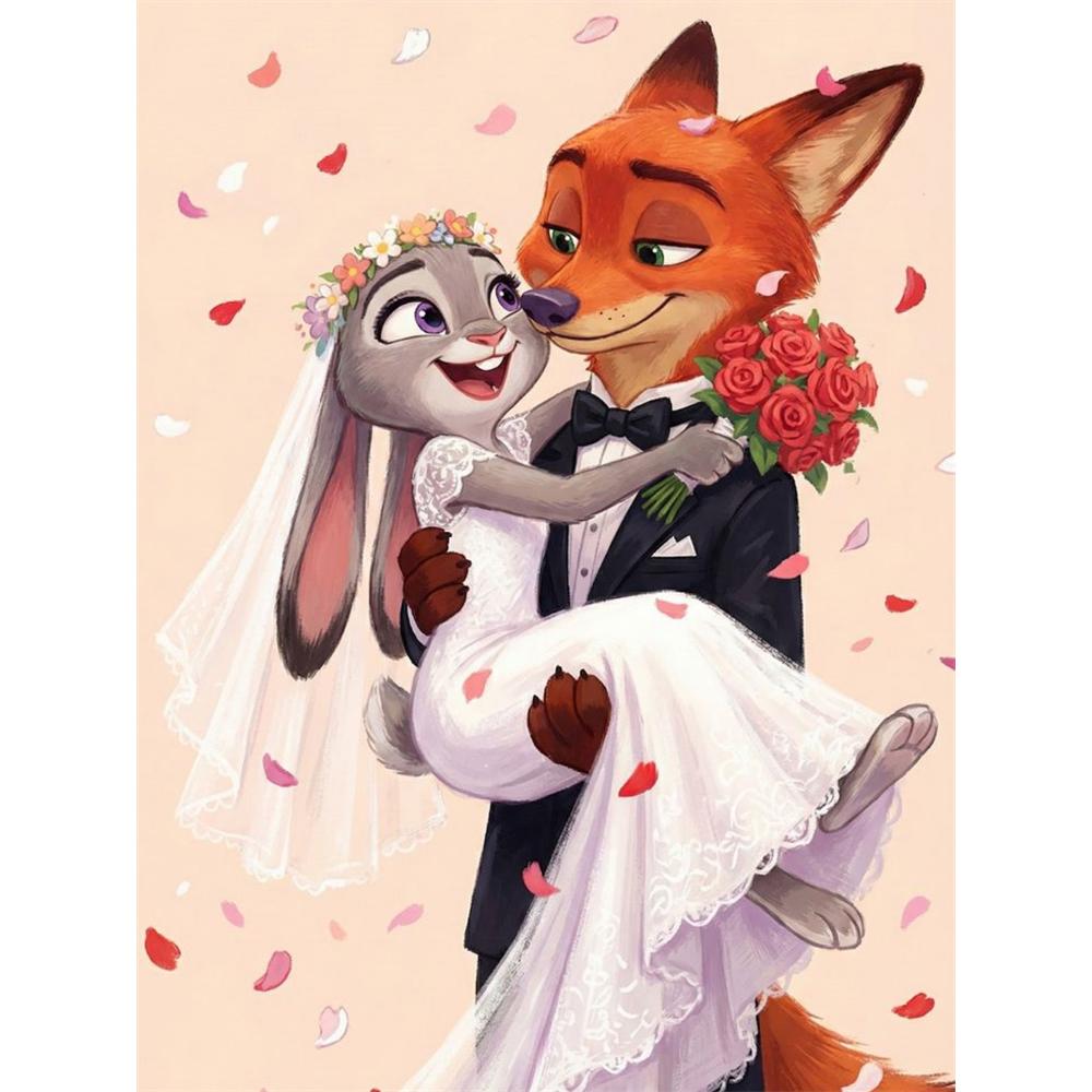 

Disney Diamond Painting Judynicks Wedding Fan Art Illustration Cute Cartoon Cross Stitch Complete Set of Creative Sewing Mosaic 5D DIY Home Decor Round 20x30cm
