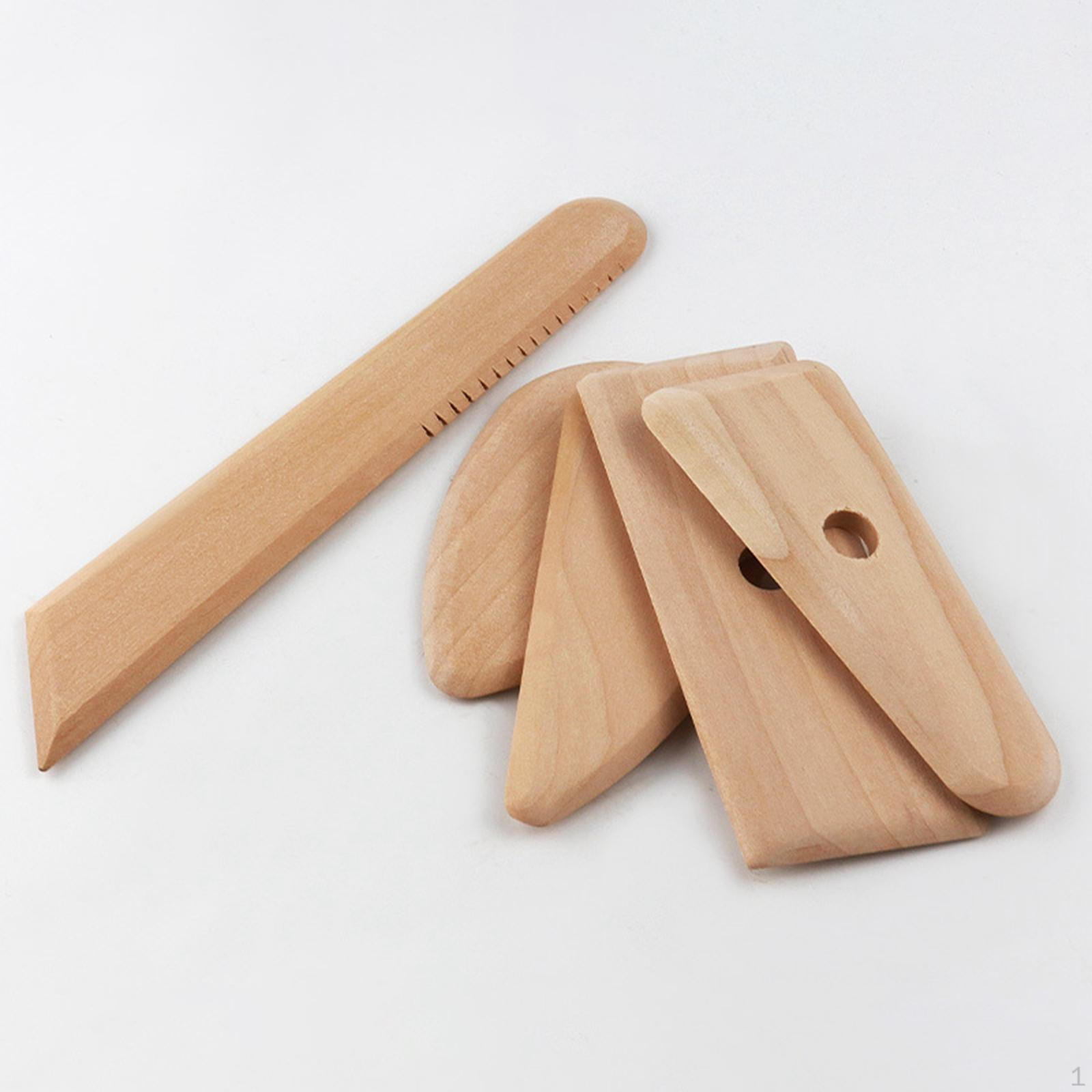 

5Pcs Clay Sculpture Making Tools Wooden Pottery Ribs Versatile Shaping for Smoothing