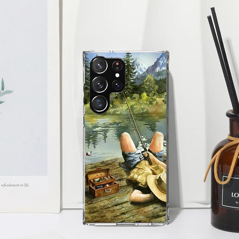 Offshore Angling Fishing Fish Rod Phone Case For Samsung Galaxy S26 S25 Edge S24 FE S23 S22 Ultra S21 Plus S20 + Art Fundas Back