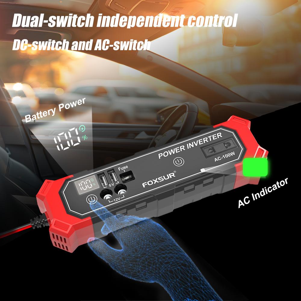 Zigarettenanzünder-Schnittstelle Auto-Stromversorgung Wechselrichter Umwandlung USB-Batterieklemme Auto-Stromwechselrichter DC 12V auf AC 230V Spannungswandler