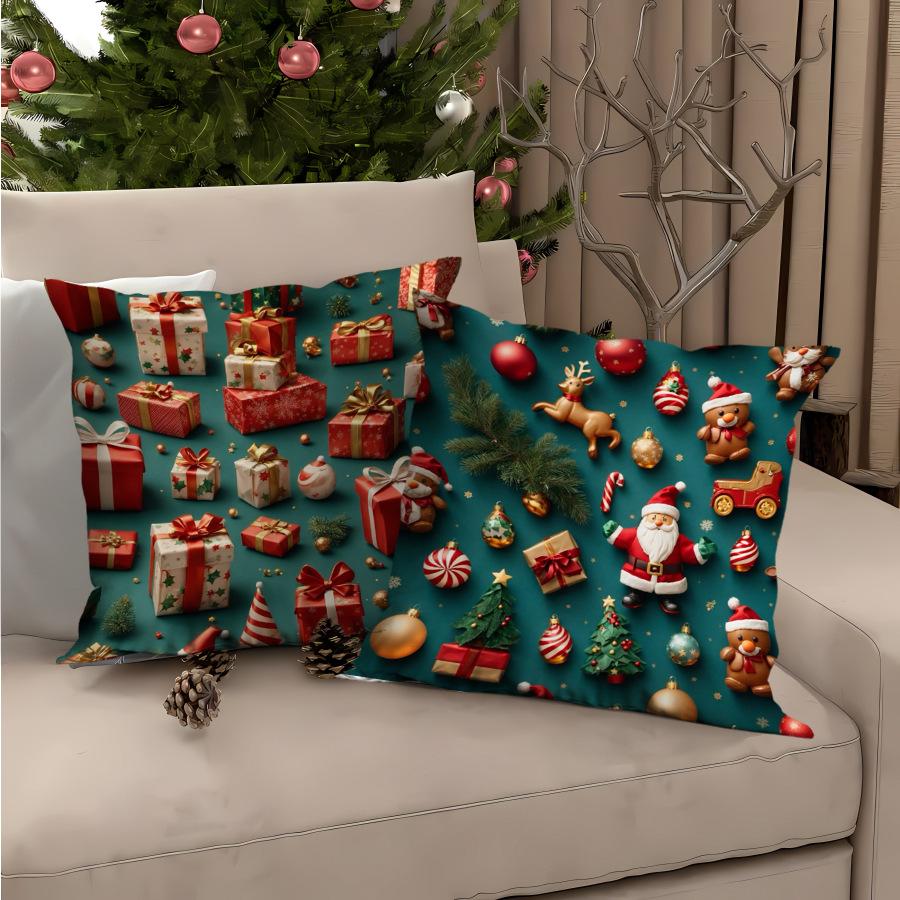 Christmas Pillow Cover Holiday Decoration Realistic Sofa Cushion Cover Bedroom Pillow