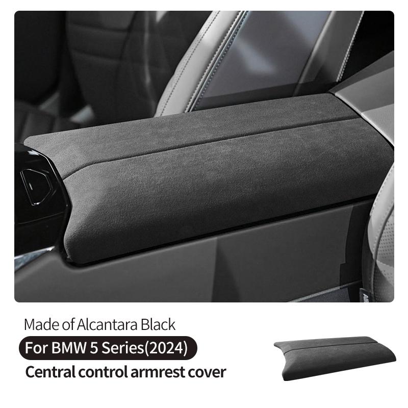 Car Armrest Mat Center Console Suede Carsuede Auto Armrests Pad for BMW 5 Series I5 G60 2024 Car Accessories Made of Alcantara