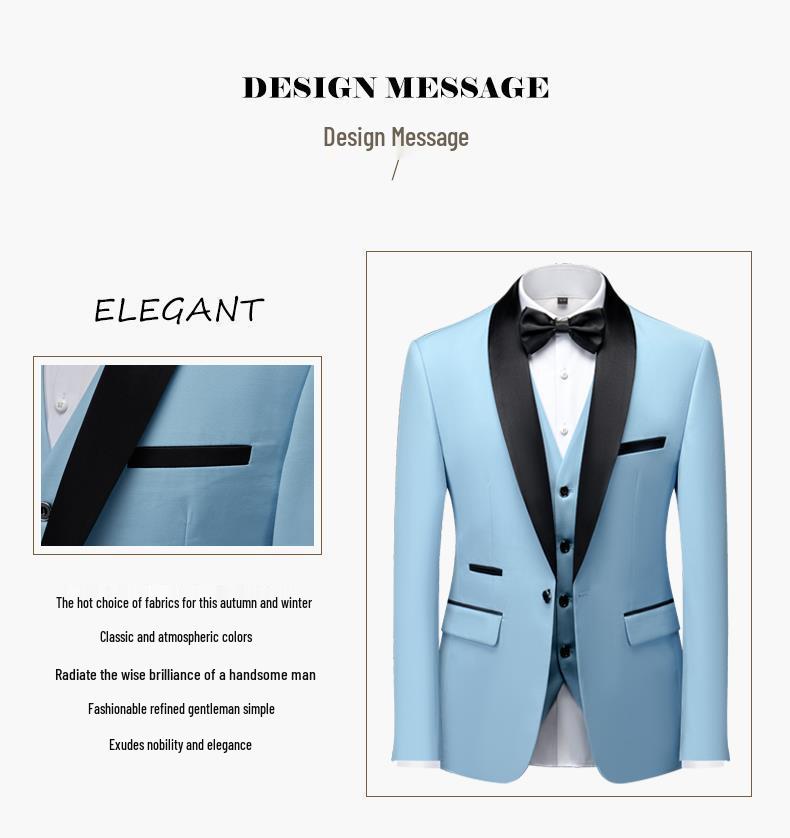 2023 Men's Shawl Collar Tuxedo Three-Piece Suit: Perfect for Grooms, Groomsmen, or Hosting