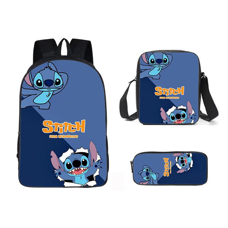 Stitch Cartoon Backpack For Kids Oxford Fabric Waterproof School Bag With Breathable Straps