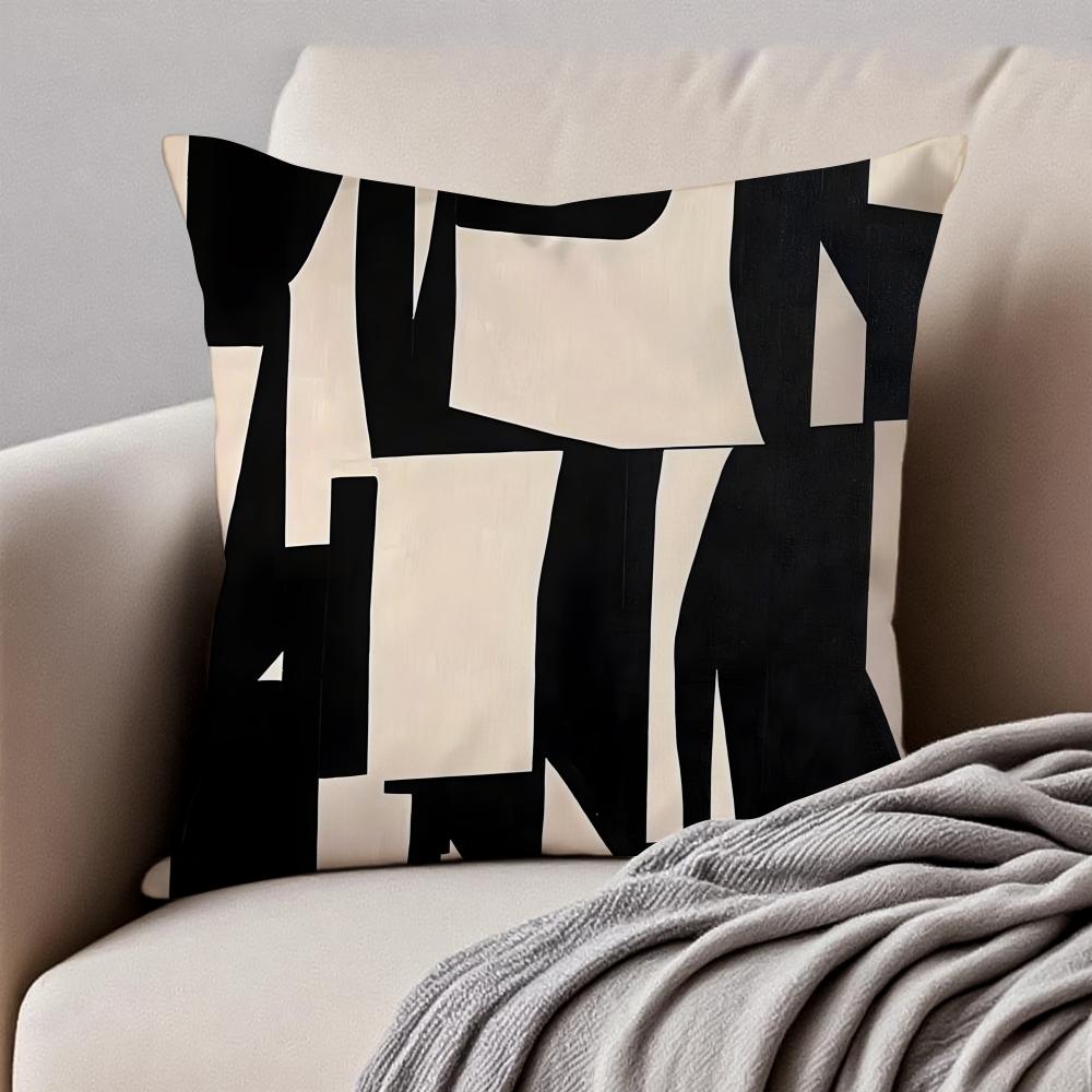 Vintage Retro Geometric Shading Background Cushion Cover Pillowcase Antidustmite Invisible Zipper Short Plush Sofa Cushion