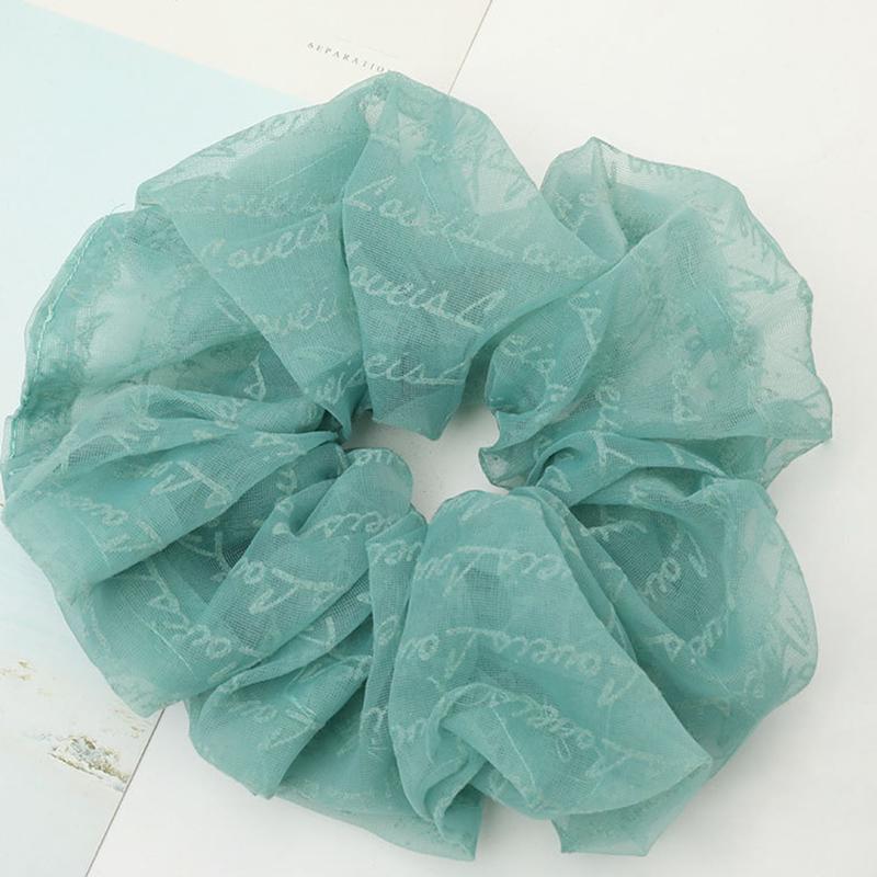 Lystrfac Letter Organza Oversized Scrunchie Women Rubber Bands Elastic Hair Bands Hair Tie Ponytail Holder Hair Accessories