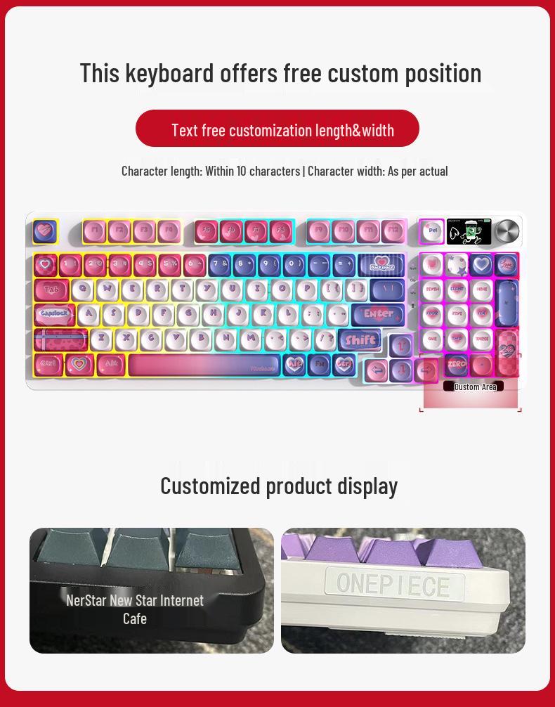 98-Key RGB Wireless Bluetooth Triple-Mode Mechanical Keyboard - Gaming, Esports & Office Customization Screen