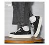 Men's 2025 Spring Black Canvas Thick-Soled Sneakers - Casual & Versatile for Students and Couples