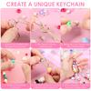 421 Pcs Beaded Keychain Making Kit DIY Key Chain Charm Acrylic Heart Flower Star Letter Bag Beads Jewelry Making Kit for Women