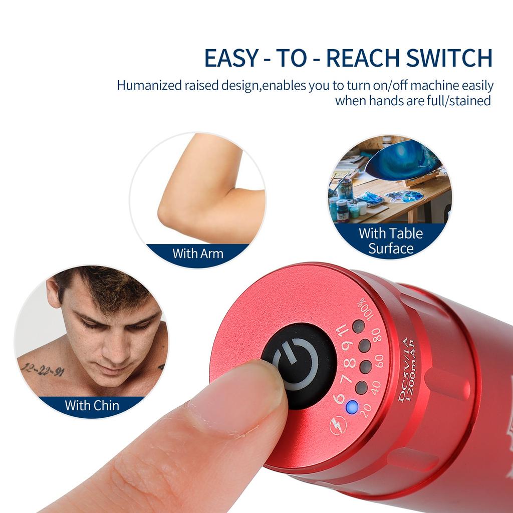 1200mAh Wireless Rocket Tattoo Power Supply RCA Connector For Tattoo Rotary Machine Pen Voltage Display Type-C