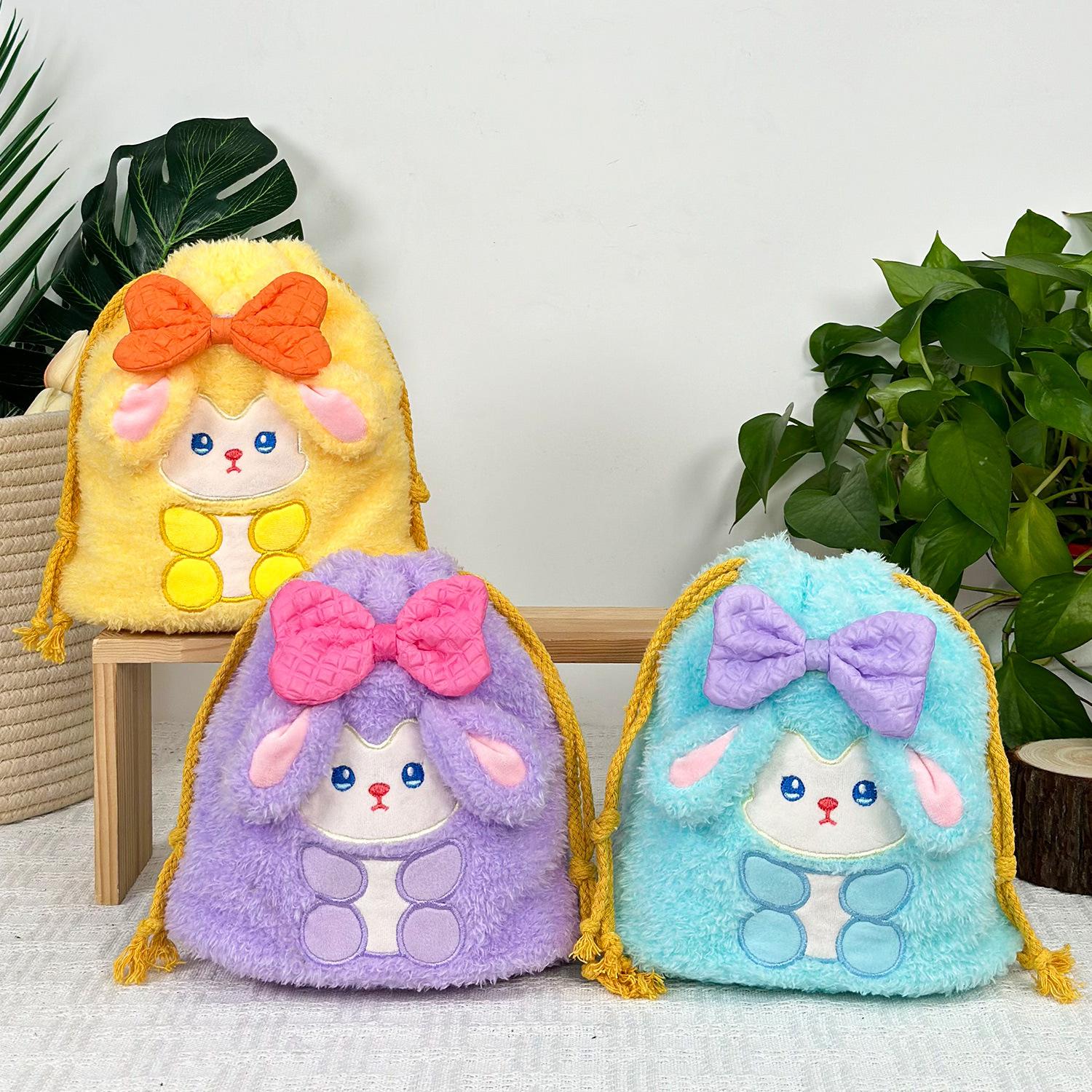 

Милая студенческая сумочка на шнурке Dopamine Girl Heart японская плюшевая сумка большой емкости с бантом и кроликом Color not specified