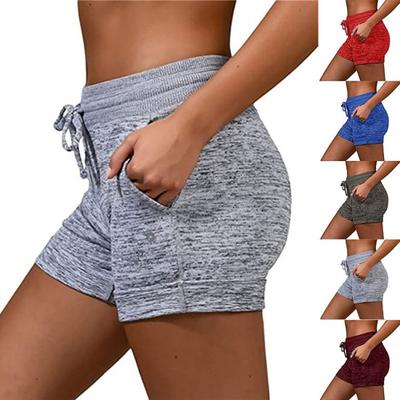 Short de sport de plage pour femme, élastique, slim, avec cordon de serrage, avec poches, pantalon de yoga décontracté d'été
