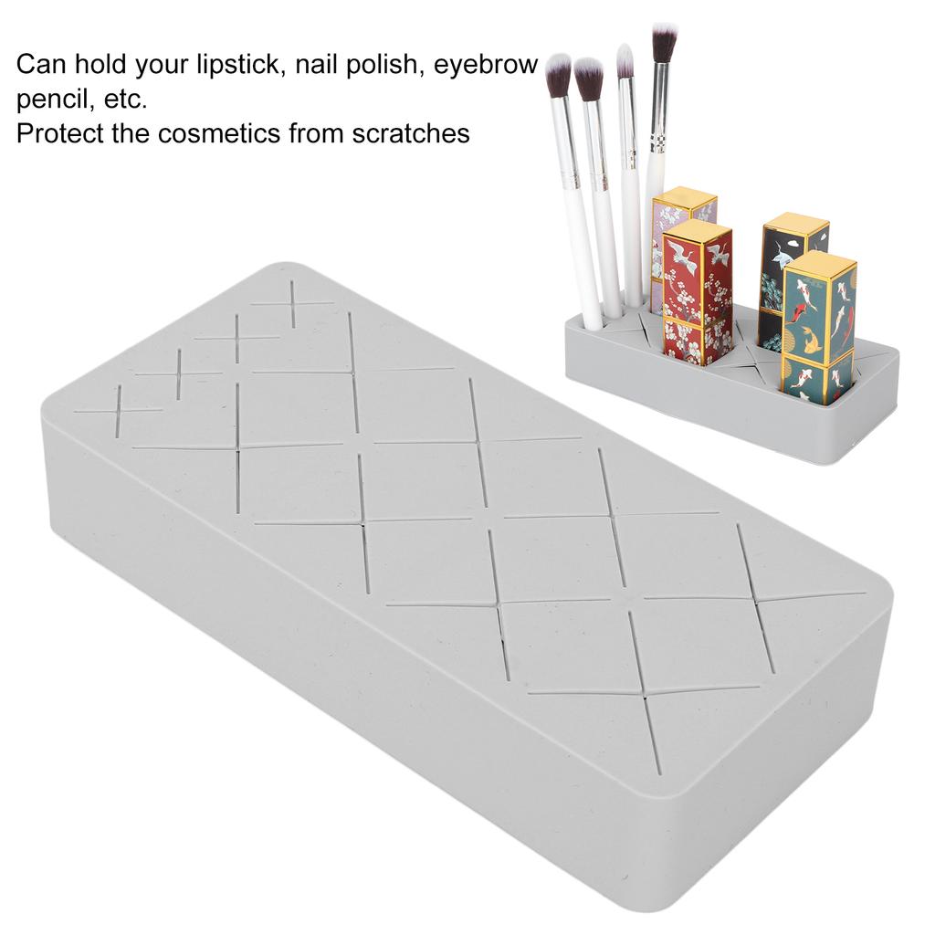 12 Slot Lipstick Holder Silicone Makeup Cosmetic Display Stand for Nail Polish Eyebrow Pencil