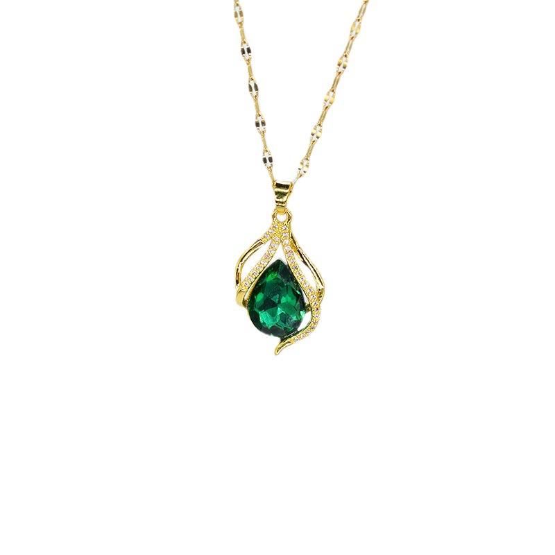 Women'S Water Drop Necklace Wind Advanced Sense Simple Temperament Single Product Titanium Steel Collarbone Chain