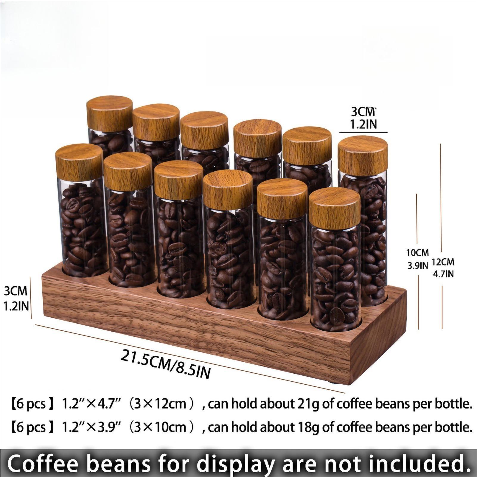 

2026 Coffee Bean Sub-packaging Bottle, Sealed Glass Storage Jar with Wooden Lid, Storage Ornament Display Rack