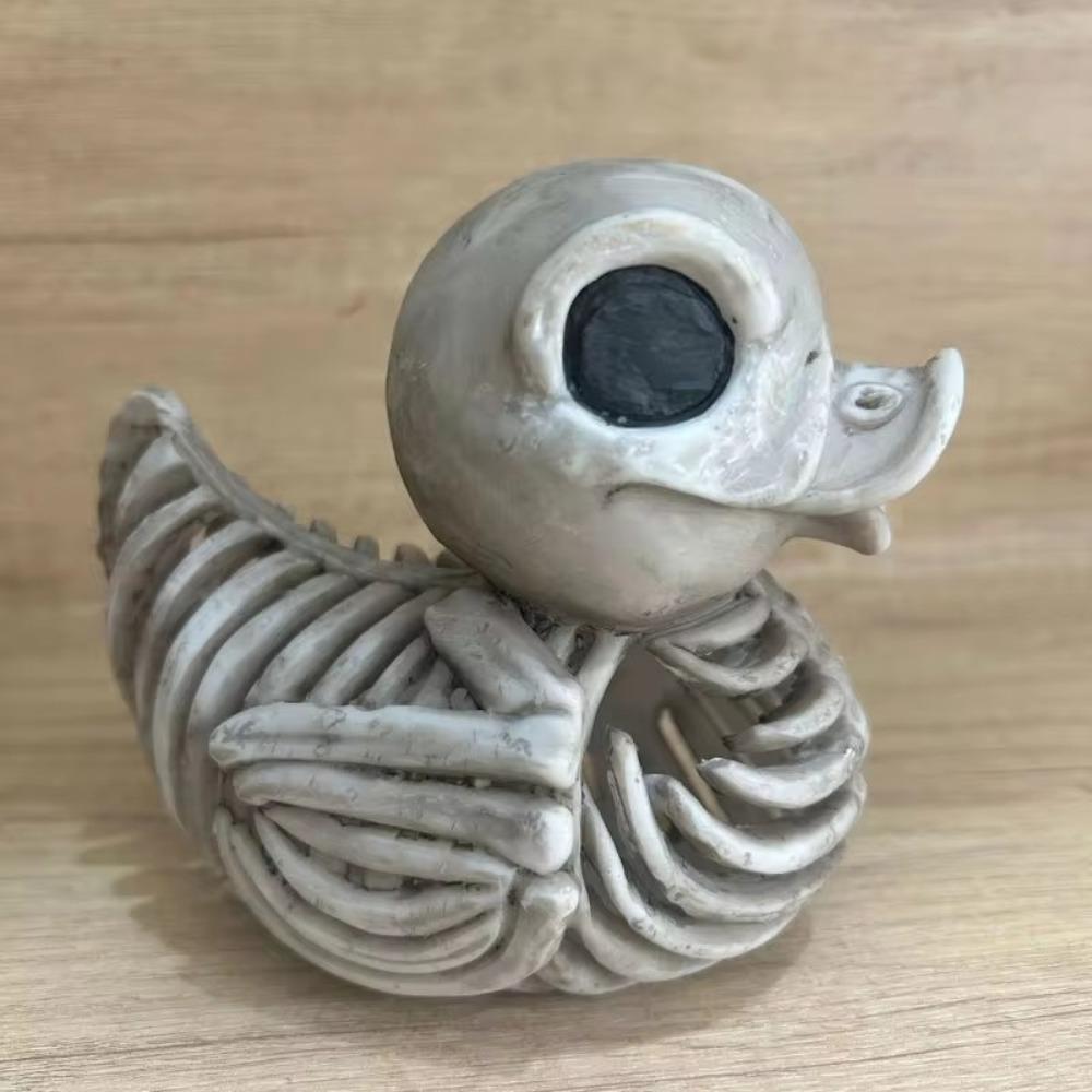 Resin Halloween Duck Skeleton Model Grotesque Halloween Desktop Decoration Skull-And-Duck Statue