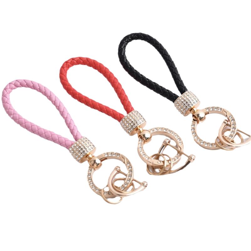 Handcrafted Braided Rope Keychain Sparkling  - Stylish Monochrome Car Key Ring Fashion-Forward Accessory