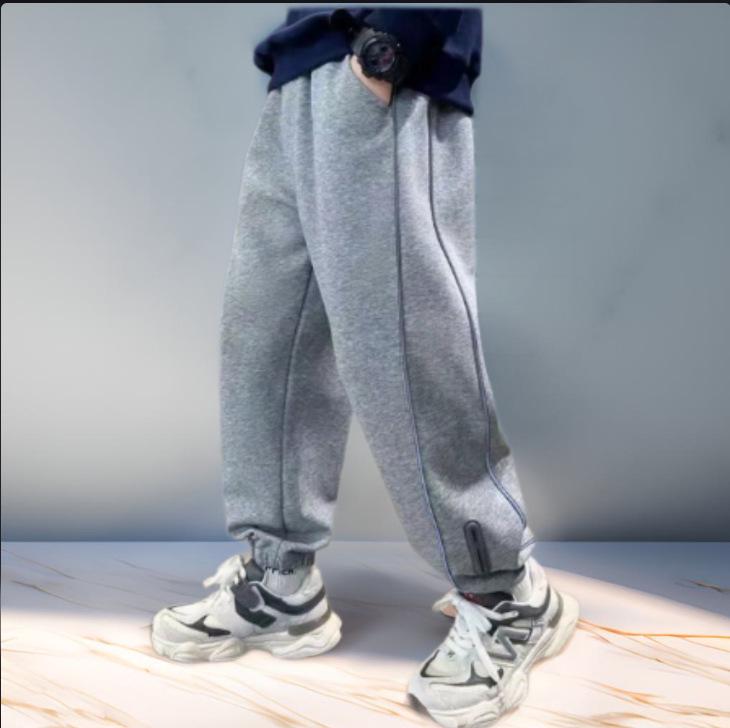 

Світловідбивна смуга Флісові штани для хлопчика, Стиль весна/осінь, З манжетами для спорту та повсякденного носіння 90