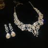 Luxus Perlen- & Diamant-Wassertropfen-Ohrring- & Halsketten-Set - Elegante High-End Damenmode