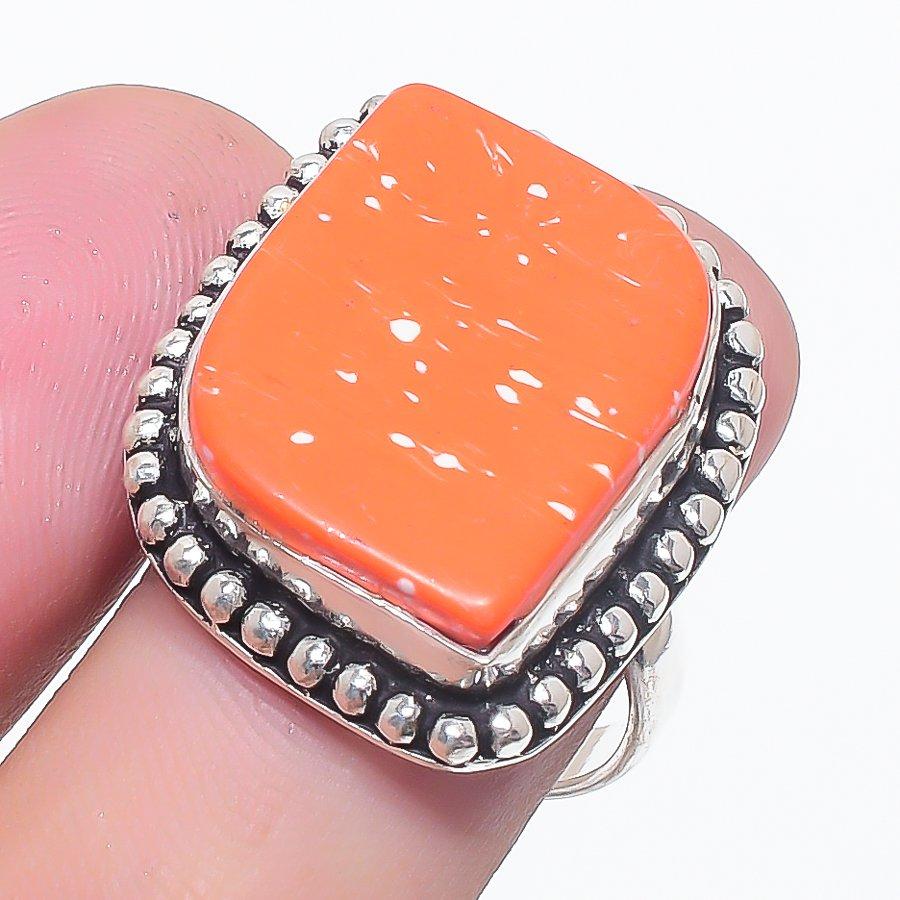 

Natural Mosaic Jasper Gemstone 925 Sterling Silver Jewelry Ring Size 7.5 U3D48