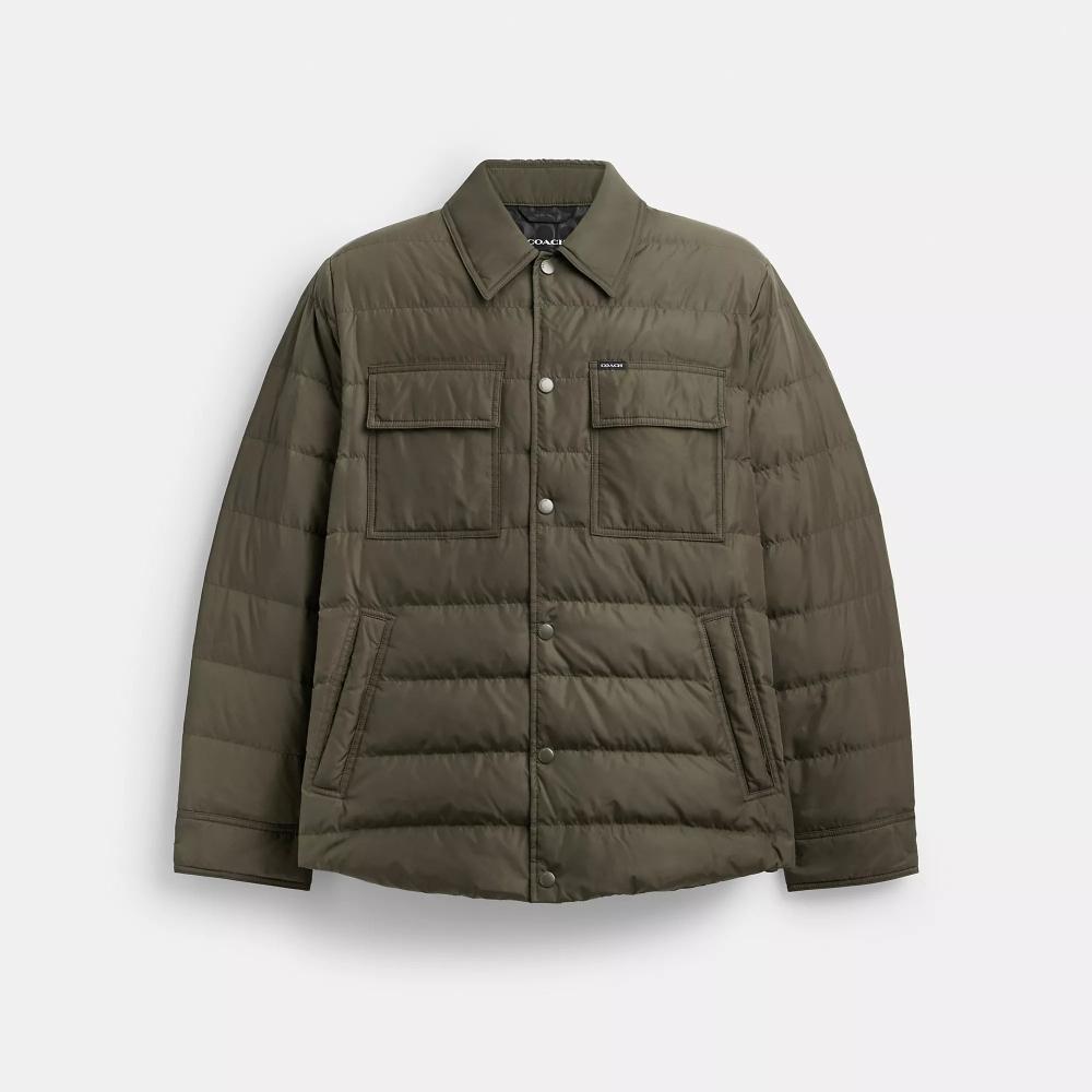 

Coach Lightweight Shirt Down Jacket In Recycled Polyester Dark Fern XSmall