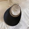 Women'S Summer New Fresh Beach Hat With Pearls Open Top Sun Hat Fashionable Raffia Straw Hat