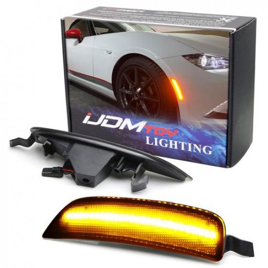 JDM Smoked Lens Amber LED Front Side Marker Lights For 2016-up Mazda MX-5 Miata