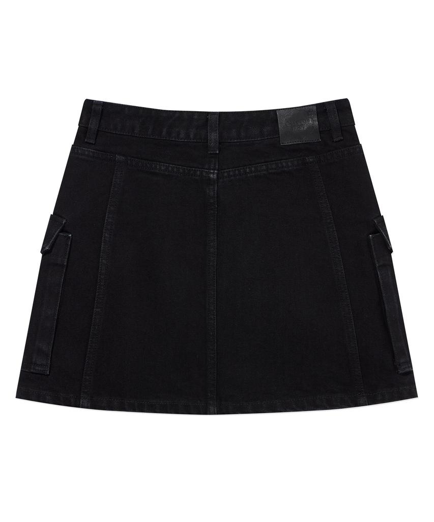 COVERNAT WOMAN Cargo Denim Mini Skirt Black