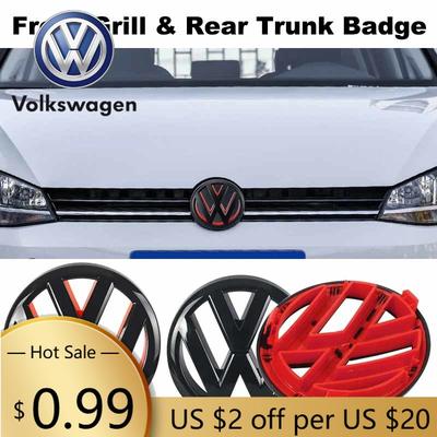 For VOLKSWAGEN VW 137mm ABS Car Front Grille Emblem & 110mm Rear Trunk Lid Badge For VW Volkswagen Golf 6 Golf6 MK6 GTI 2010-201