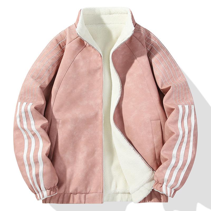 Autumn and Winter Thermal Jacket Loose Plus Size Double-sided Leather Jacket