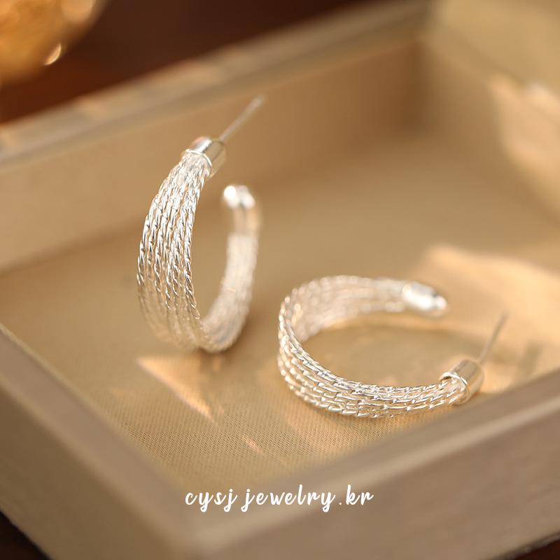 Cui Yan S925 Sterling Silver Korean Style Earrings - Women s C-Shaped Ear Cuff with Cold Fashion Appeal S925 Silver