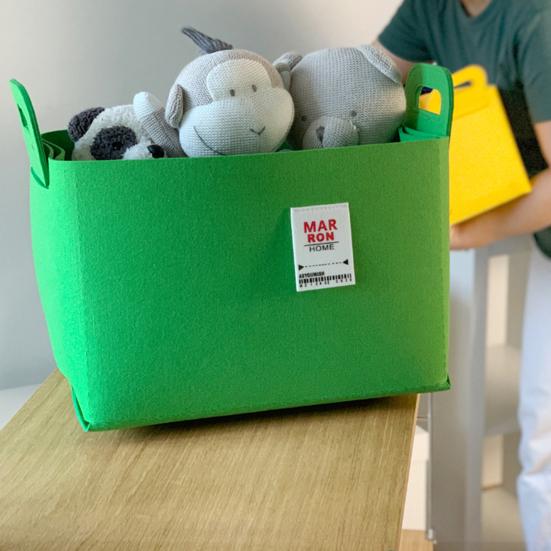 Felt Storage Basket with Handles Foldable Fabric Storage Bin Eco-Friendly Collapsible Organizer Bin for Toys Clothes Blankets Home Laundry