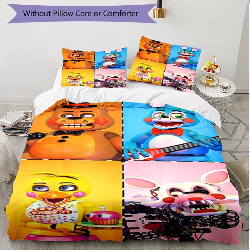 3pcs Duvet Cover Set (1*Duvet Cover + 2*Pillowcase, Without Core), Five Nights At Freddy's Print Soft All‑Season Bedding Set, Home Bedroom Decor Gift
