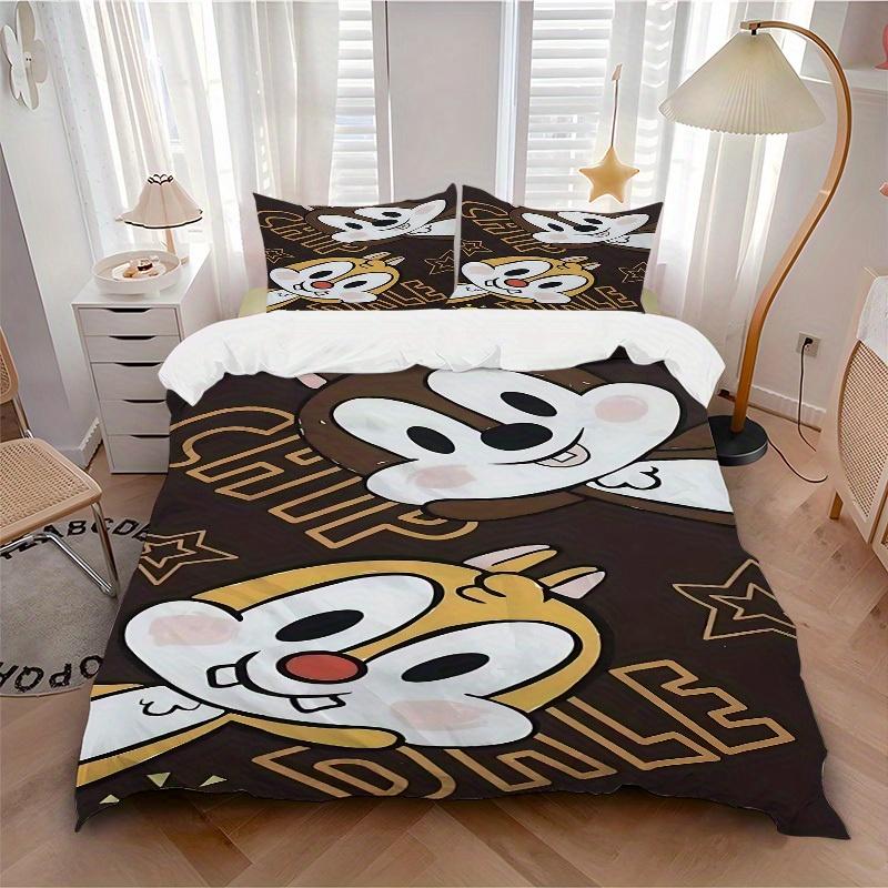 

3pcs set Chip & Dale1pc of quilt cover+2pcs of pillowcase, no core, print bedding, All Seasons Bedroom Setting073 135x200cm