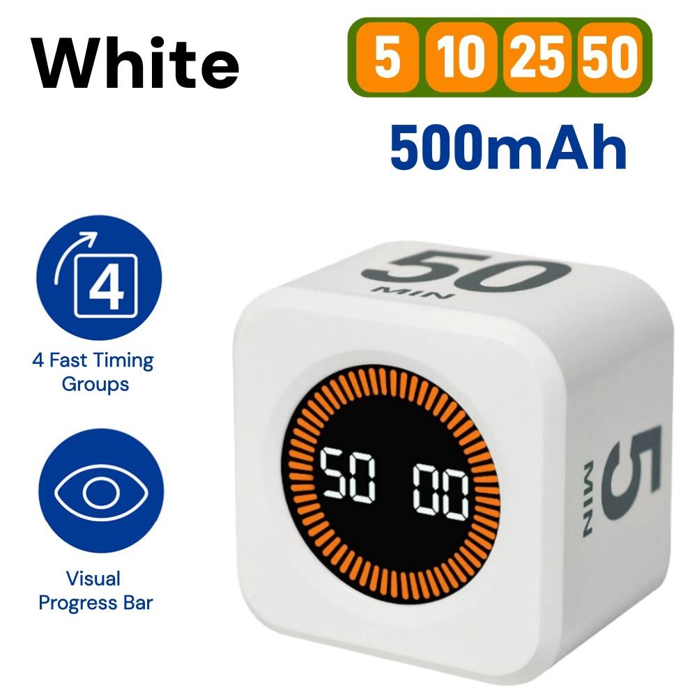 Rotating Pomodoro Timer Preset, Desk Productivity Flip Timer, ADHD Tool Cube Countdown Stopwatch for Study, School, Kitchen Work белый