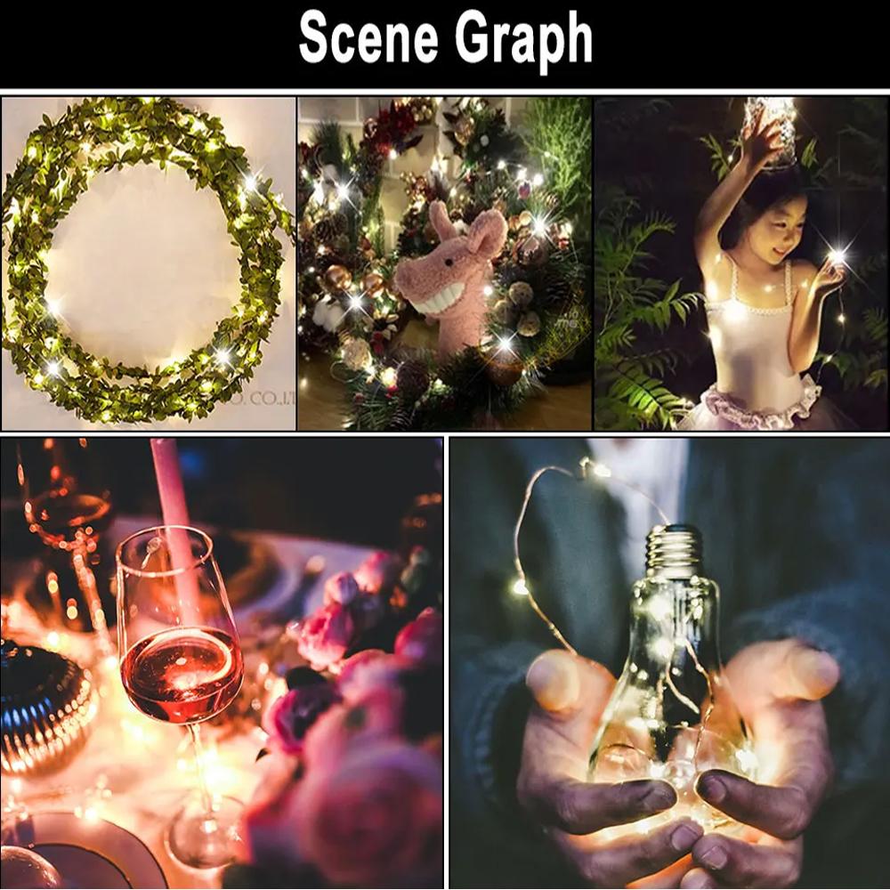 LED String Light Underwater Lamp 1m 2m LED Button Battery Holder Candle Copper Wire String Lights Plum Shaped Waterproof