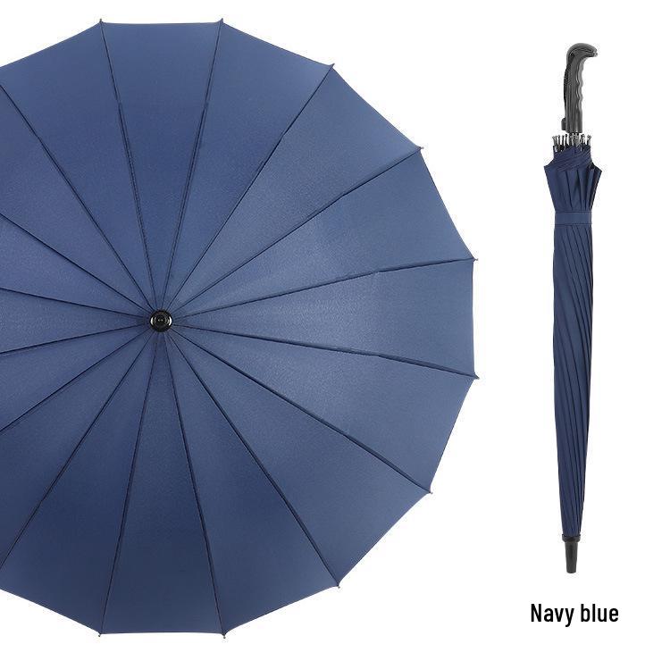16-Rib Large Windproof Umbrella - Double Person, Auto Open, Reinforced Straight Handle, Custom Logo Business Umbrella