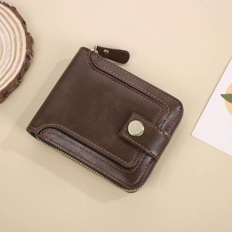 Retro Herren Kurzgeldbörse Vintage Mann Geldklammer Große Kapazität Reißverschluss Multifunktionale Kartenhalter Münzbörse Hohe Qualität