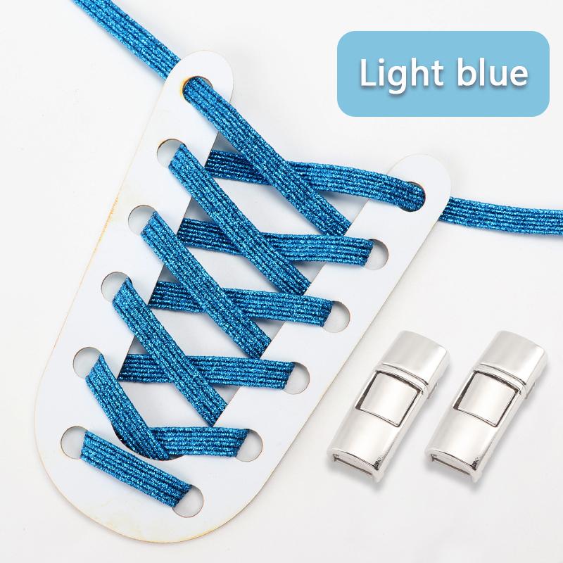 Rainbow Elastic Shoelaces Sneakers Press Lock Shoe Laces Without Ties Kids Adult Flats No Tie Laces Glitter Shoes Accessories