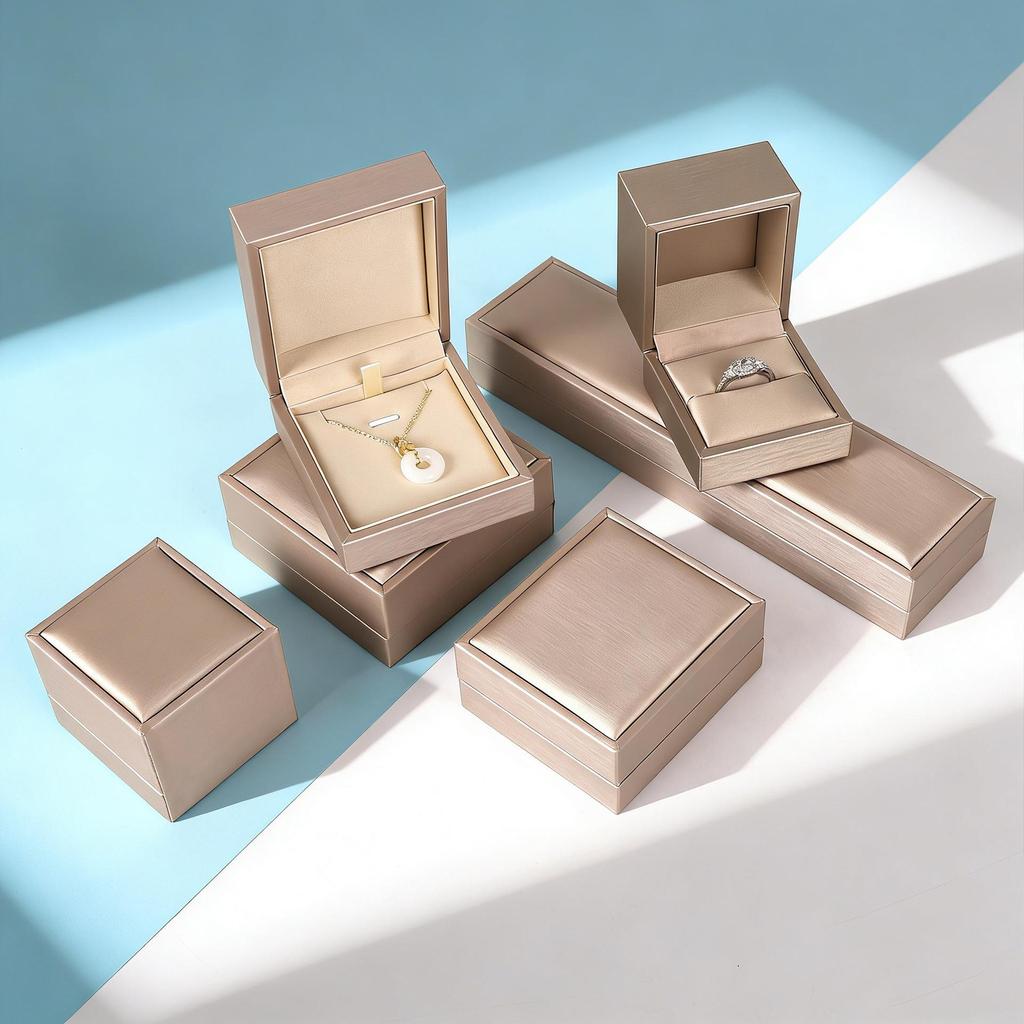 Silver Brushed Leather PU Jewelry Box for Rings, Pendants, Bracelets, Necklaces, and Accessories