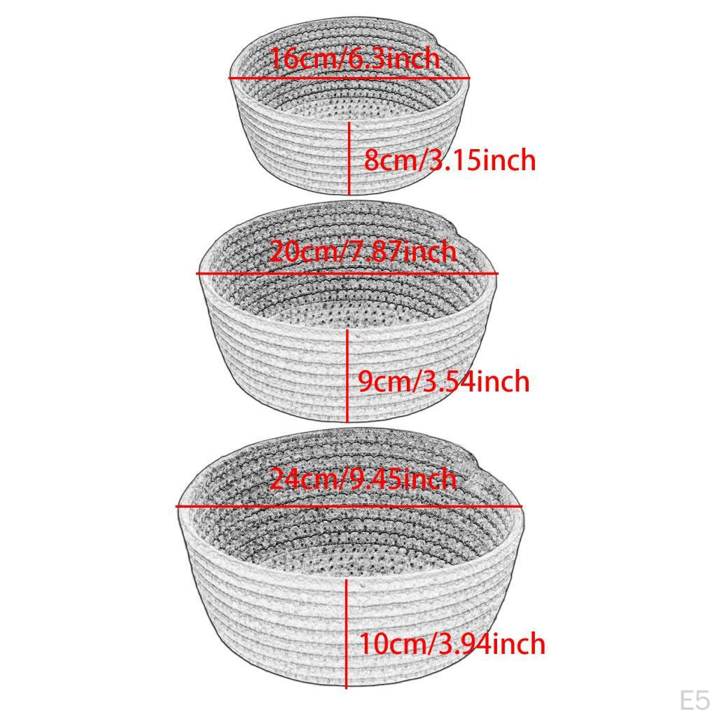 3 Stykker Bomullstau Kurver Småting Kurv Barnerom Vaskekurv for