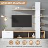 Wohnwand Wohnzimmer, Wohnzimmer Möbel Set, 1x TV Lowboard, Wandregal, Komplett, Elegante Mediawand, Viel Stauraum, 60 Zoll TVs, Weiß & Holzfarbe