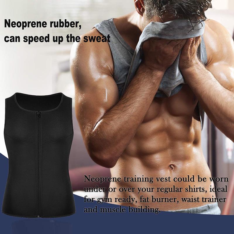 Men Waist Trainer Vest For Weight Loss Neoprene Fitness Corset Body Shaper Zip Sauna Tank Top Workout Shirt Sauna Suit Plus Size